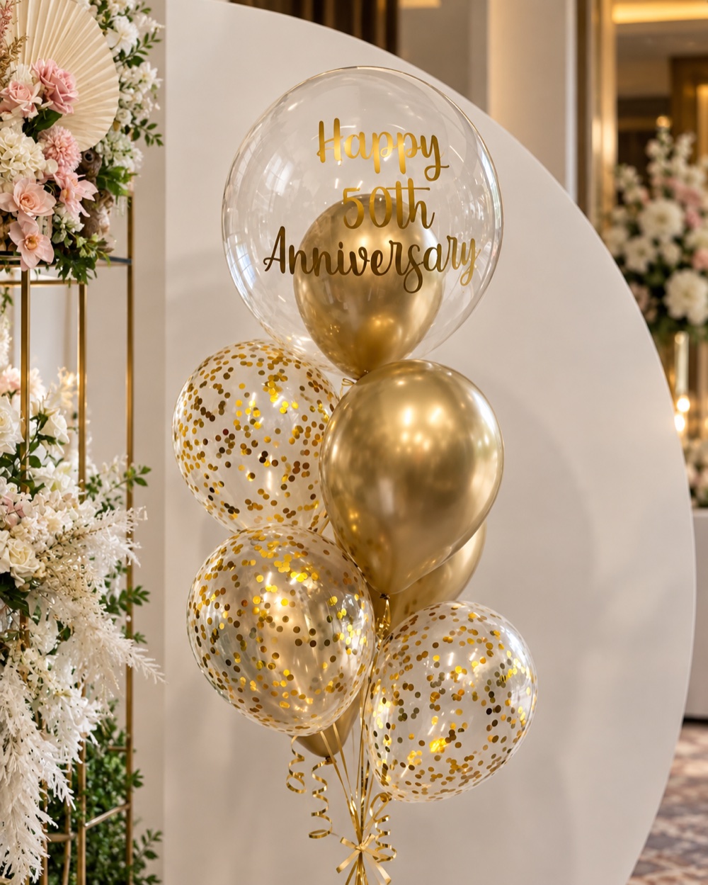 Golden 50th Anniversary Balloon Bouquet Sydney