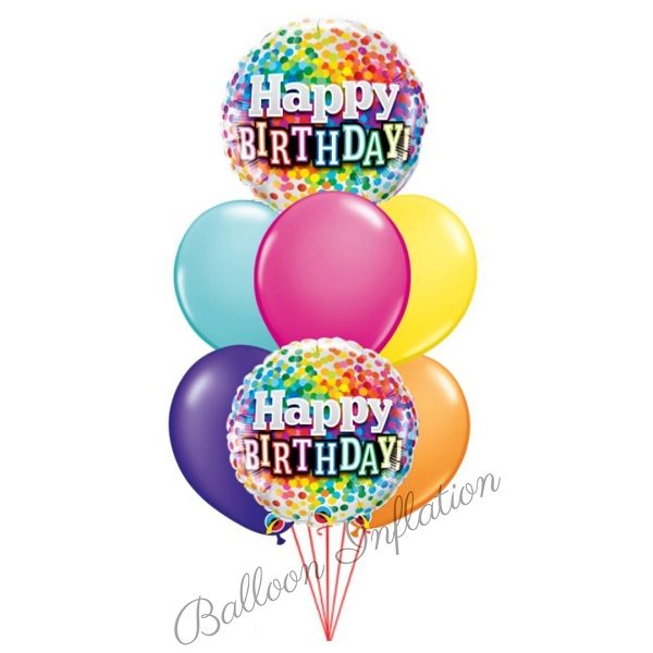 Rainbow Dots Happy Birthday Balloon Bouquet