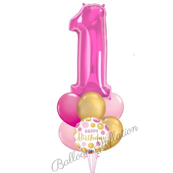1st Birthday Girl Number 1 Balloon Bouquet