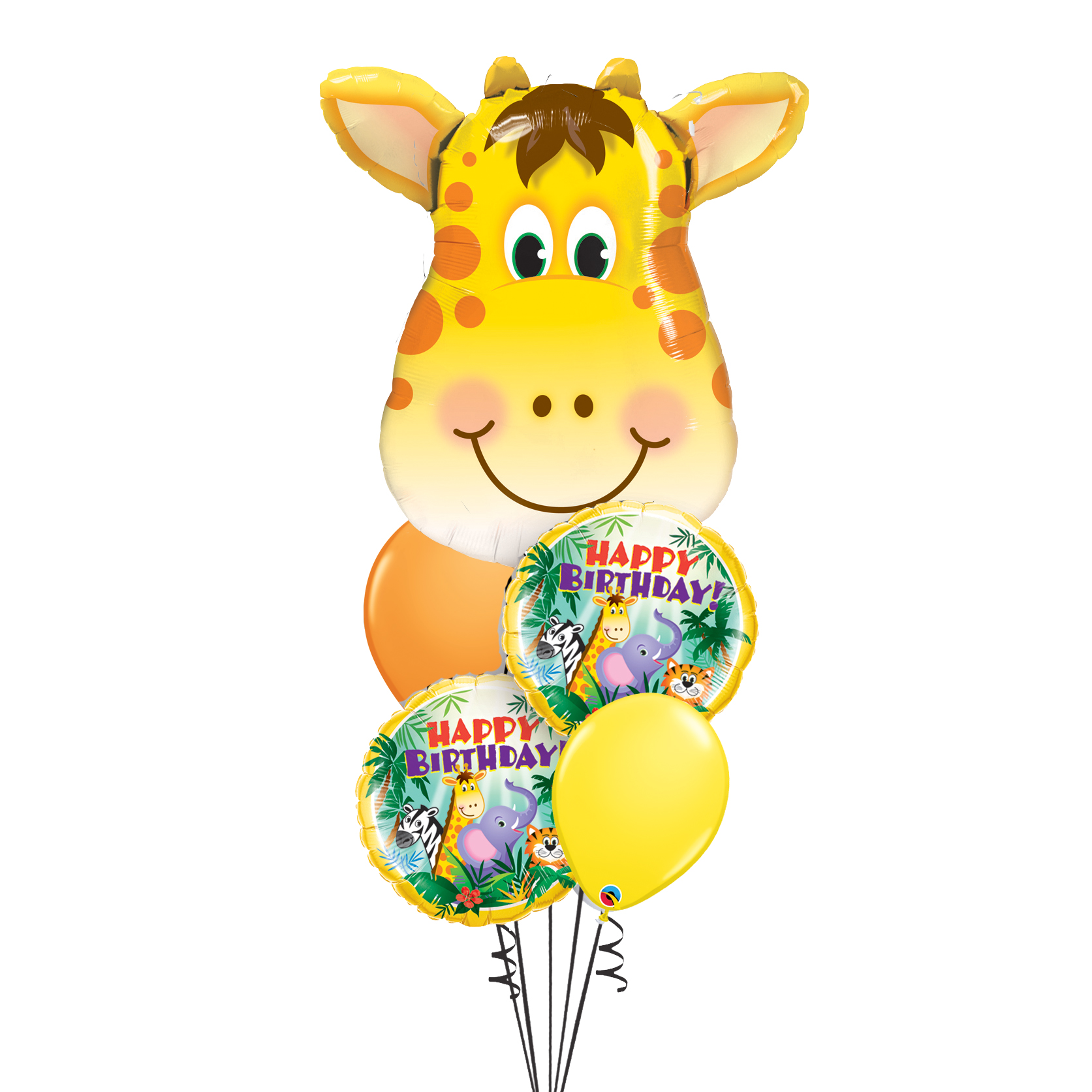 Jungle Giraffe Happy Birthday Balloon Bouquet